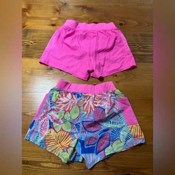 4/$12 Tek Gear Pink and Floral Print Shorts - Picture 2 of 3